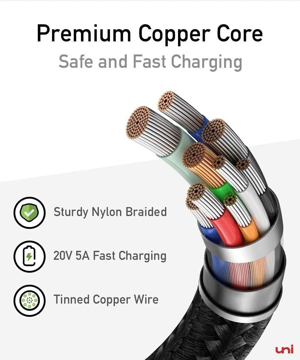 USB C to USB C Cable 10ft, uni Long USB C Cable 100W Fast Charging Nylon Braided Type C Cord (5A 20V) Compatible with MacBook Pro 2022, iPad Pro 2022, iPad Air 5, Samsung Galaxy S23/S22 Ultra, etc