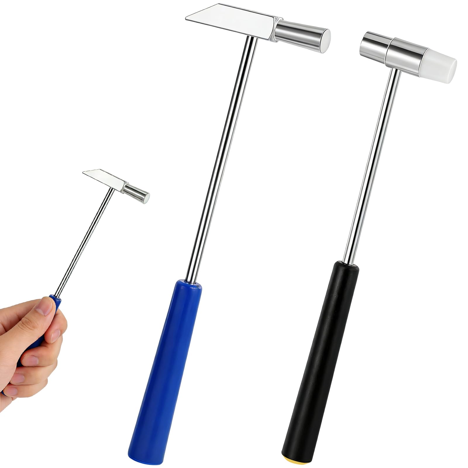 2-Pack Mini Hammer, Pin Hammer, Double-Ended Mallet with Black and Blue Handle, Lightweight Metal Head, Suitable for Jewelry, Musical Instruments, Crafts, Diy Projects, Watches, Small Equipment Repair