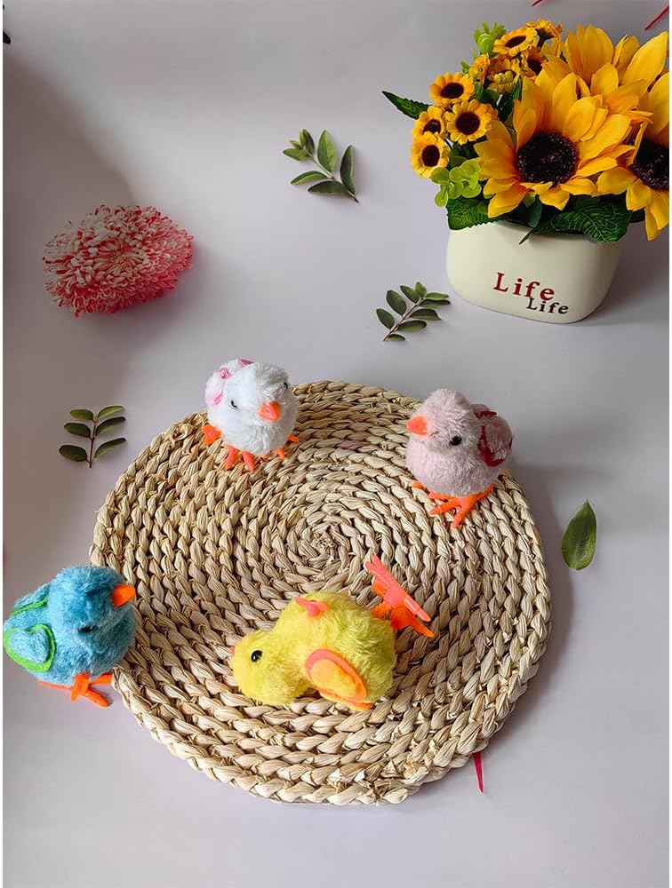 YUERFEILA Bunny and Jumping Chick Toys, Easter Wind Up Chick and Chicken Hopping Windup Toy for Kids Toddlers Party Favors Goody Bag Fillers Gifts