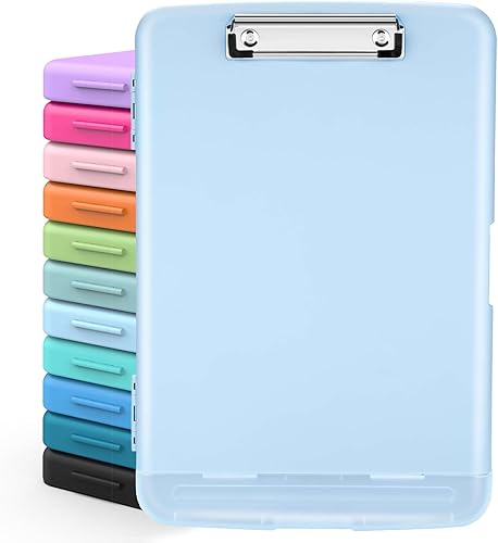 Sooez Portapapeles con almacenamiento, tableros de clip de alta capacidad de 8.5 x 11 pulgadas con almacenamiento, carpeta de portapapeles de