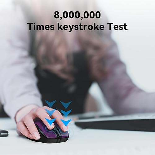 Miniatura 5 de TECKNET Ratón Bluetooth, ratón inalámbrico de 3200 DPI (BT5.0 y 3.0) 5 DPI ajustables, 6 botones y batería de 2 años, compatible con