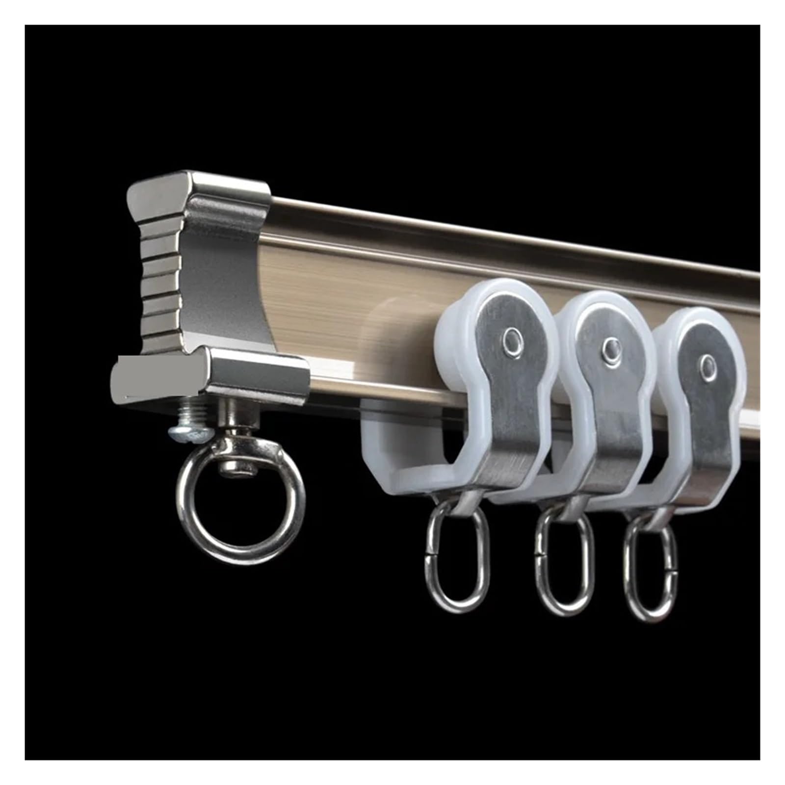Embrasse pour Rideaux Rails Flexibles Robustes for fenêtres convexes, Fixations de Rideaux silencieuses, Accessoires for fenêtres de Maison(Champagne- Wall,375cm)
