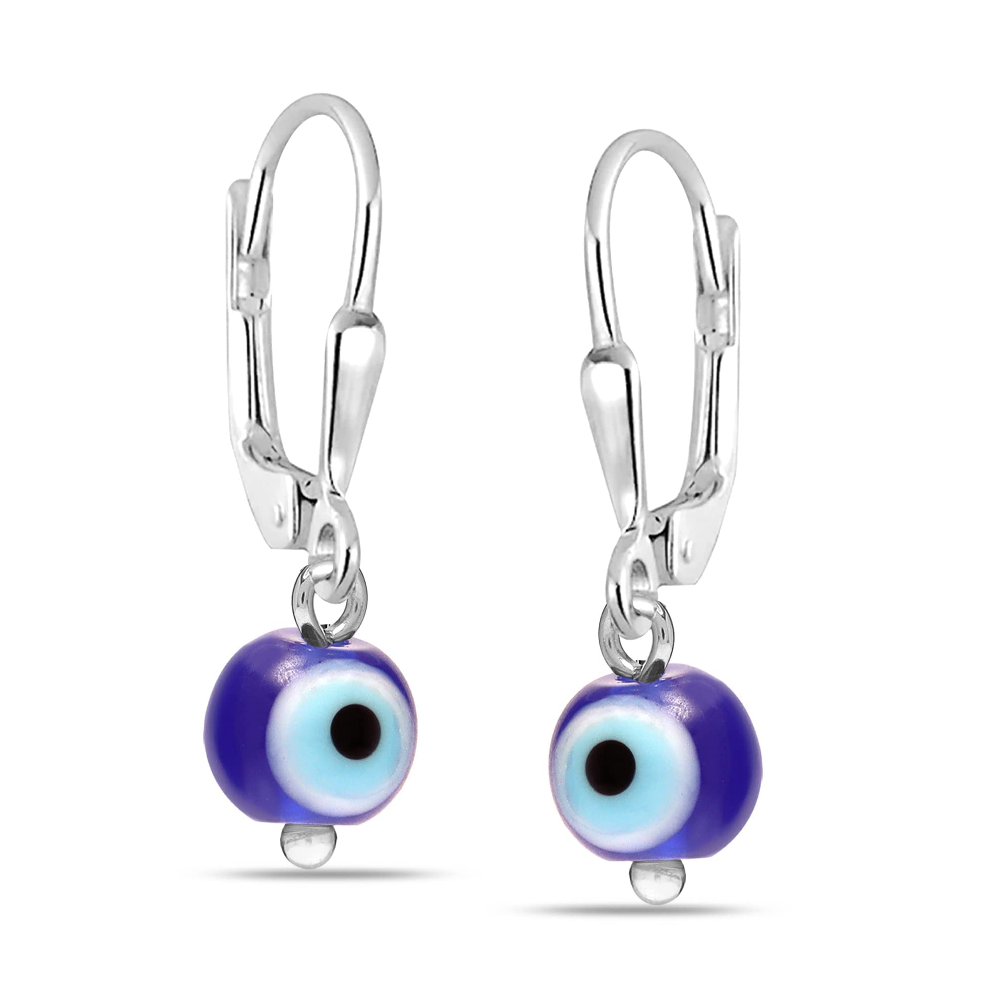 LeCalla 925 Sterling Silver BIS Hallmarked Small Evil Eye Leverback Drop Dangle Earrings for Women and Girls 25MM (B0CD7XNH8G) Amazon Price History, Amazon Price Tracker