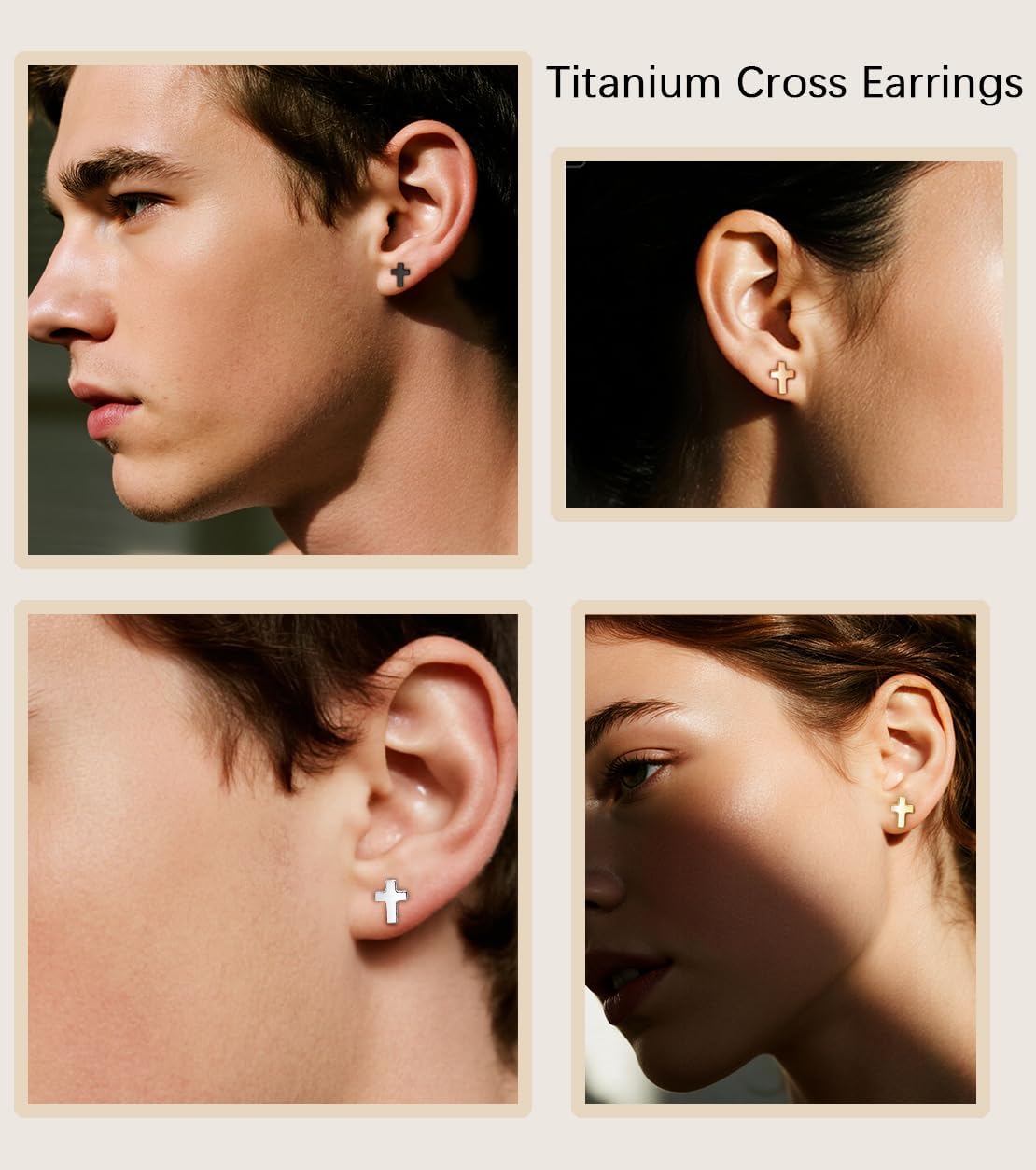 Limerencia Titanium Stud Earrings - Hypoallergenic Earrings for Women Men Sensitive Ears - Minimalist Jewelry Flatback Cross Bolt Cartilage Earrings - Image 4