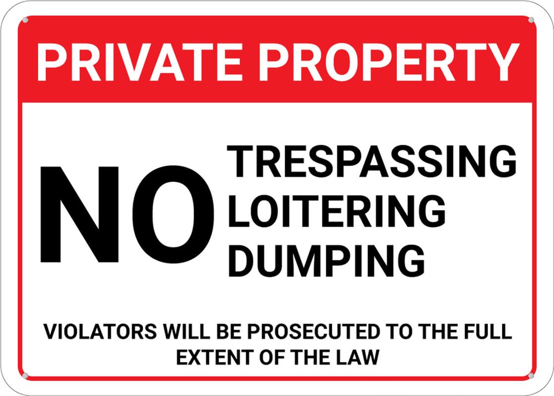 Private Property No Trespassing Loitering Dumping Violators Prosecuted Sign Warning Tin Sign Men Bedroom Garage Sign Wall Art Decor Parking Only Room Decor For Bedroom Iron Sign Poster 8x12Inch