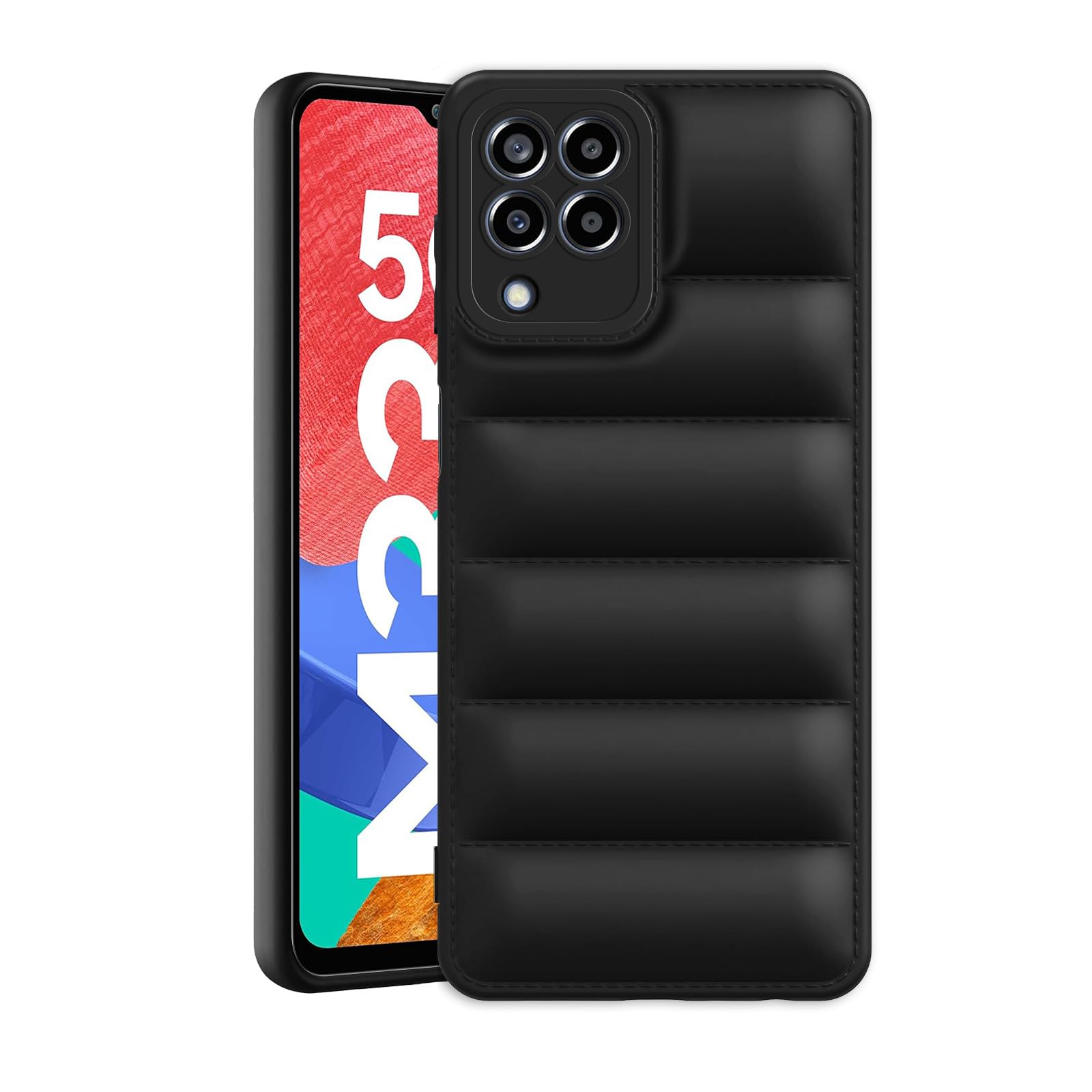 Plus Puffer Case Camera Protection Soft Back Cover for Samsung Galaxy M33 5G - Black (B0CTFK8X5P) Amazon Price History, Amazon Price Tracker