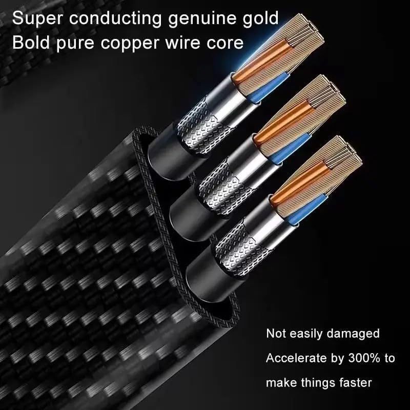 Image of NISHTECH 4 in 1 Charging Cable Fast Charging 65W, USB C Cable 4-in-1 USB Multi Charging Cable| Supporting Tunderbolt Port,Type C Lightning,Type A For All iPhones Android Tablets & Laptop (Yellow)