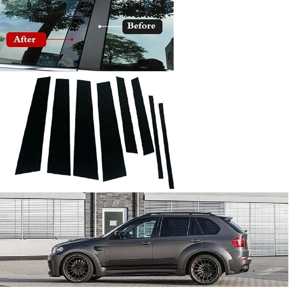 Oulesh BMW X5 E70 2007-2013 Rivestimento Montante Portiera 8 Pezzi Nero Lucido