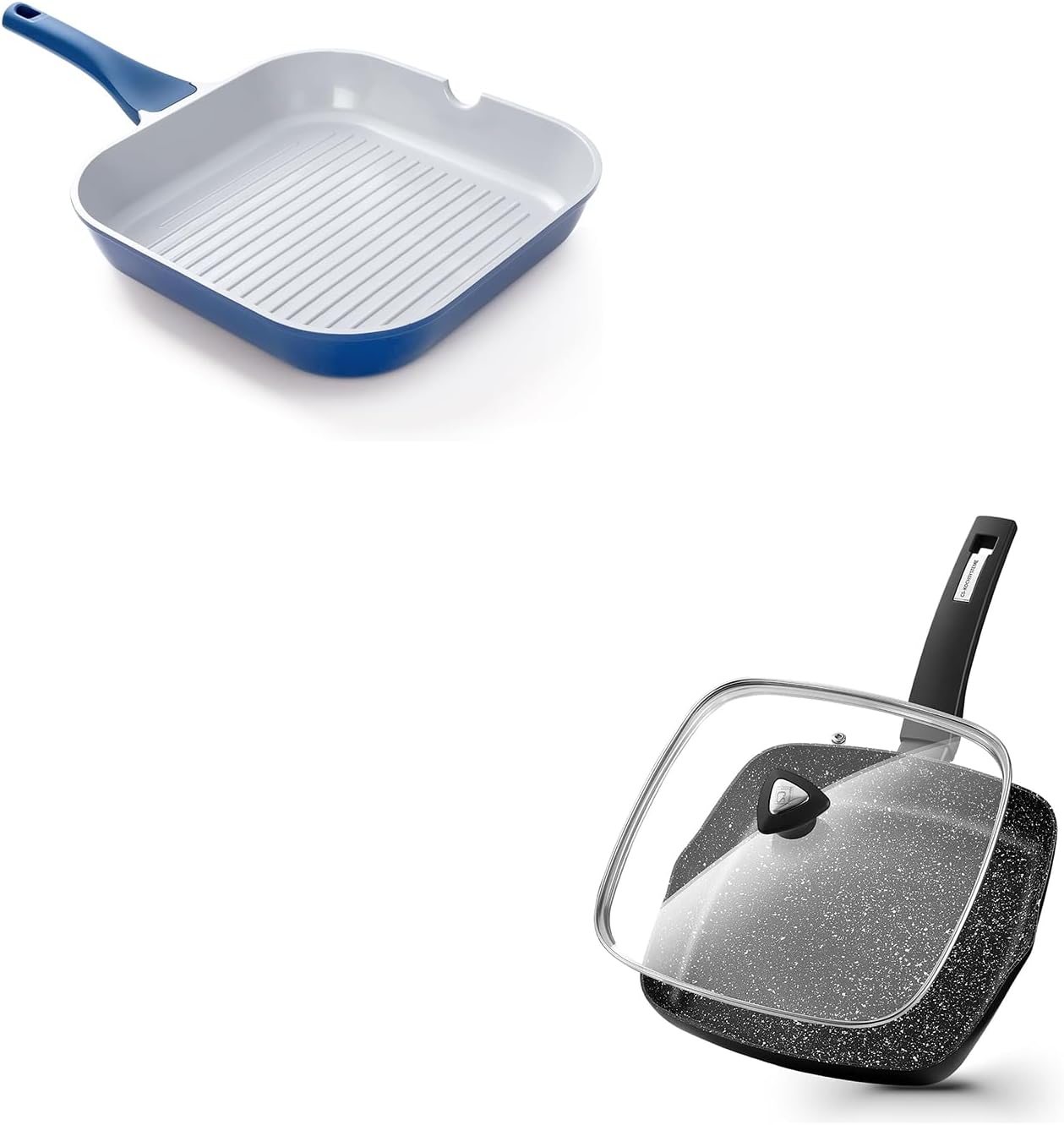 KOCH SYSTEME CS Nonstick Grill Pan 11 Inch & 9.5 Inch Grill Pan, Bakelite Handle, Compatible with All Stovetops, Toxic-Free, PTFE & PFOA Free