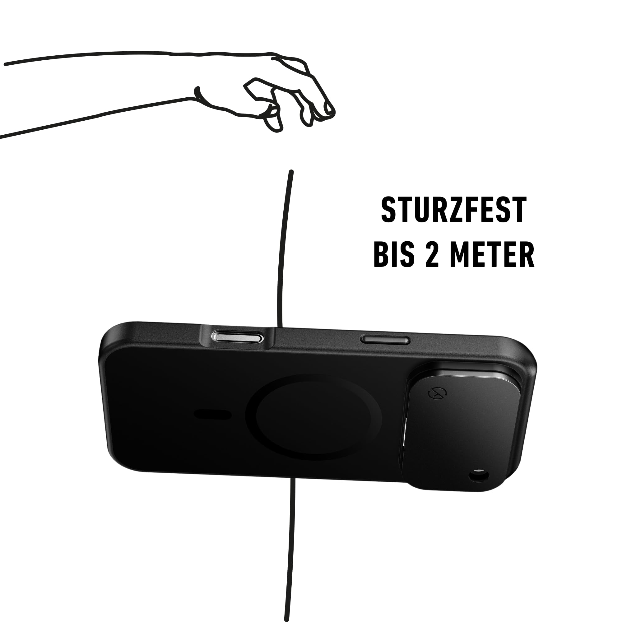 iPhone 17 Pro Hülle mit Kameraschutz | Handyhülle mit klappbarer Kamera Abdeckung vorne und hinten | Privacy Case | MagSafe kompatibel | 2 Meter Fallschutz | Kickstand | 6.3 Zoll