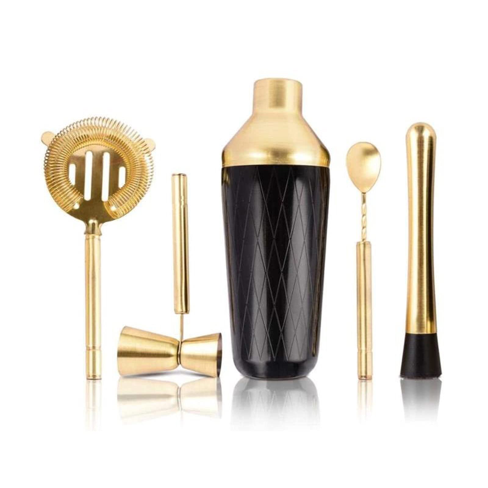 Mezclador de Vino Cocktail Shaker Bar Set con Accesorios - Kit de Martini con Jigger de medición y Cuchara de Mezcla, colador, Herramientas de Barra Profesional de Muddler Coctelera(B)
