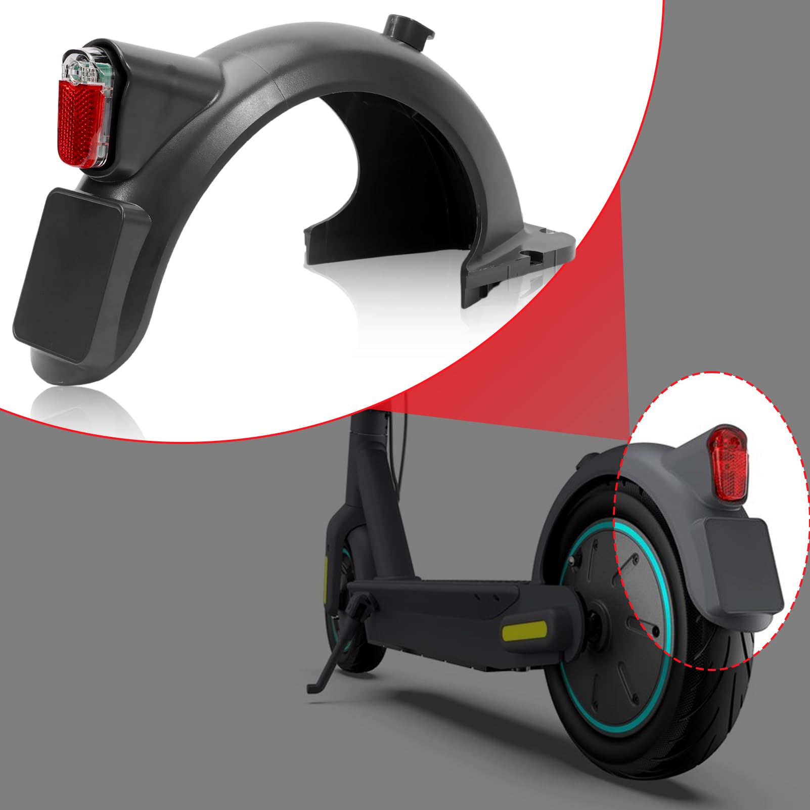 Parafango Ninebot per Segway Max G30/G30D/ G30LP / G30LE / G30LE II Ninebot Posteriore con fanale Posteriore Parafanghi Posteriore Accessori di Ricambio