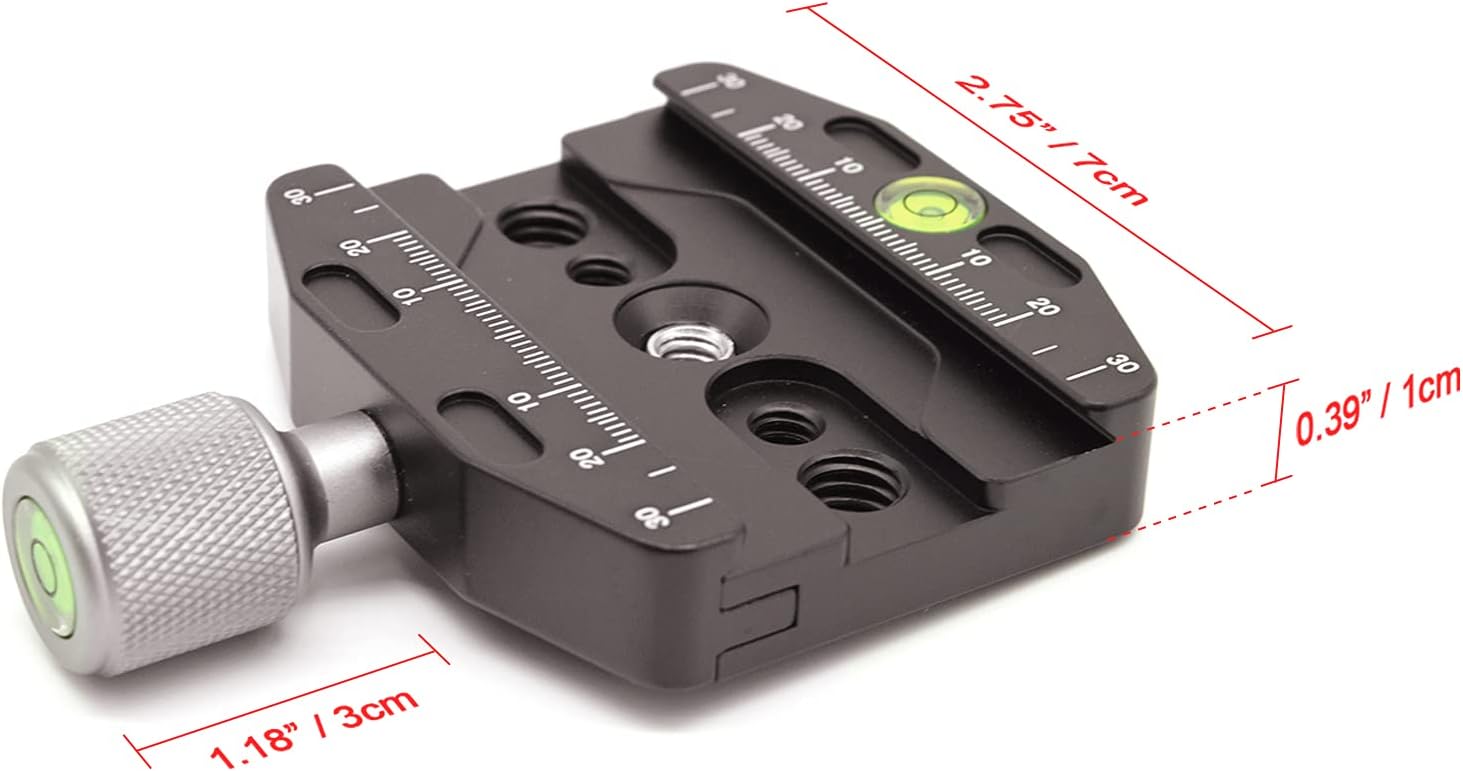 Fotoconic Metal CL-70N 70mm Quick Release Plate QR Clamp for Tripod Ball Head Compatible with Arca Style Plate, Camera Bars, Multi-Purpose Rails
