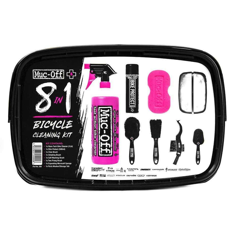 Muc-Off 8 in 1 Bike Cleaning Kit, Nano Tech Cleaner and Brushes Single