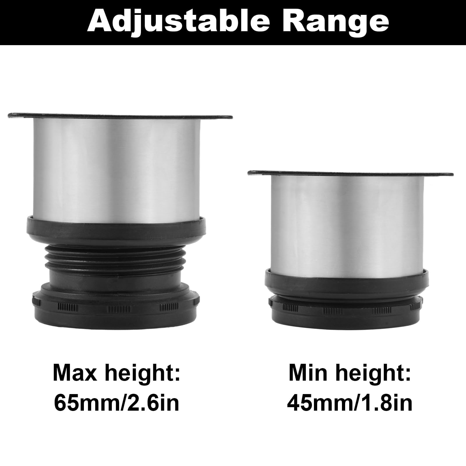 KineticKraft 8 Pieces Round Adjustable Leg, Stainless Steel Furniture Legs - Image 4
