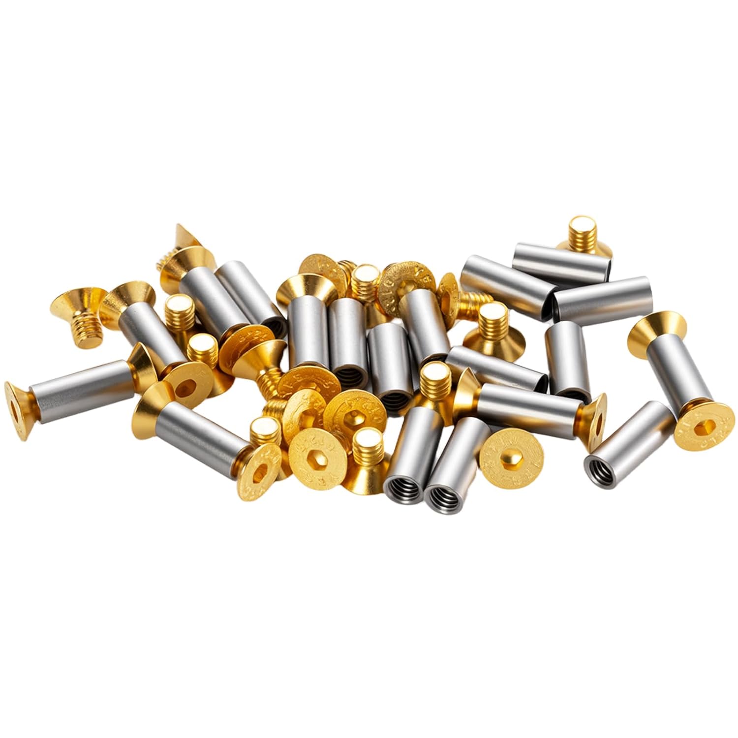 20-Pack Gold Hex Flat Head Knife Fasteners | M4 Alloy Steel Screws & Rivets Compatible with Blade Repair