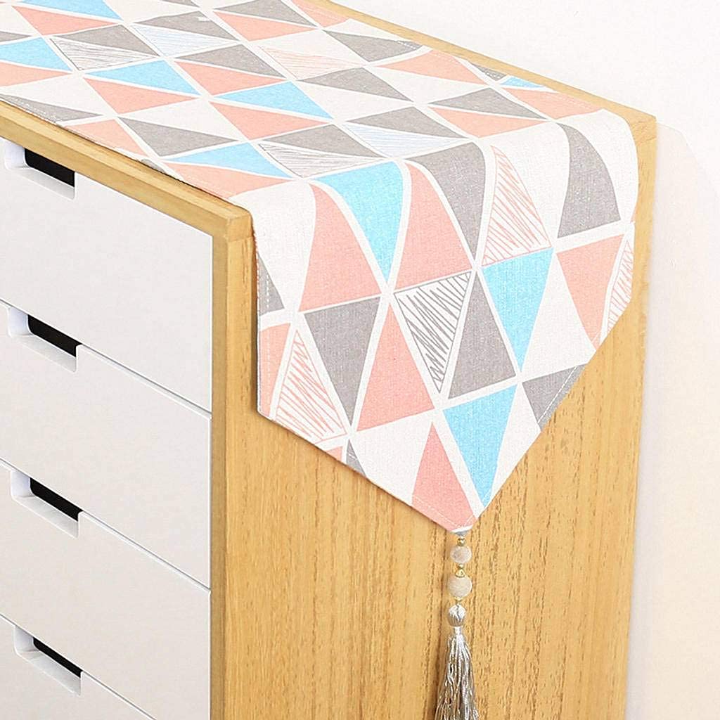 Chemin de table en coton et lin au design géométrique raffiné 35x240cm
