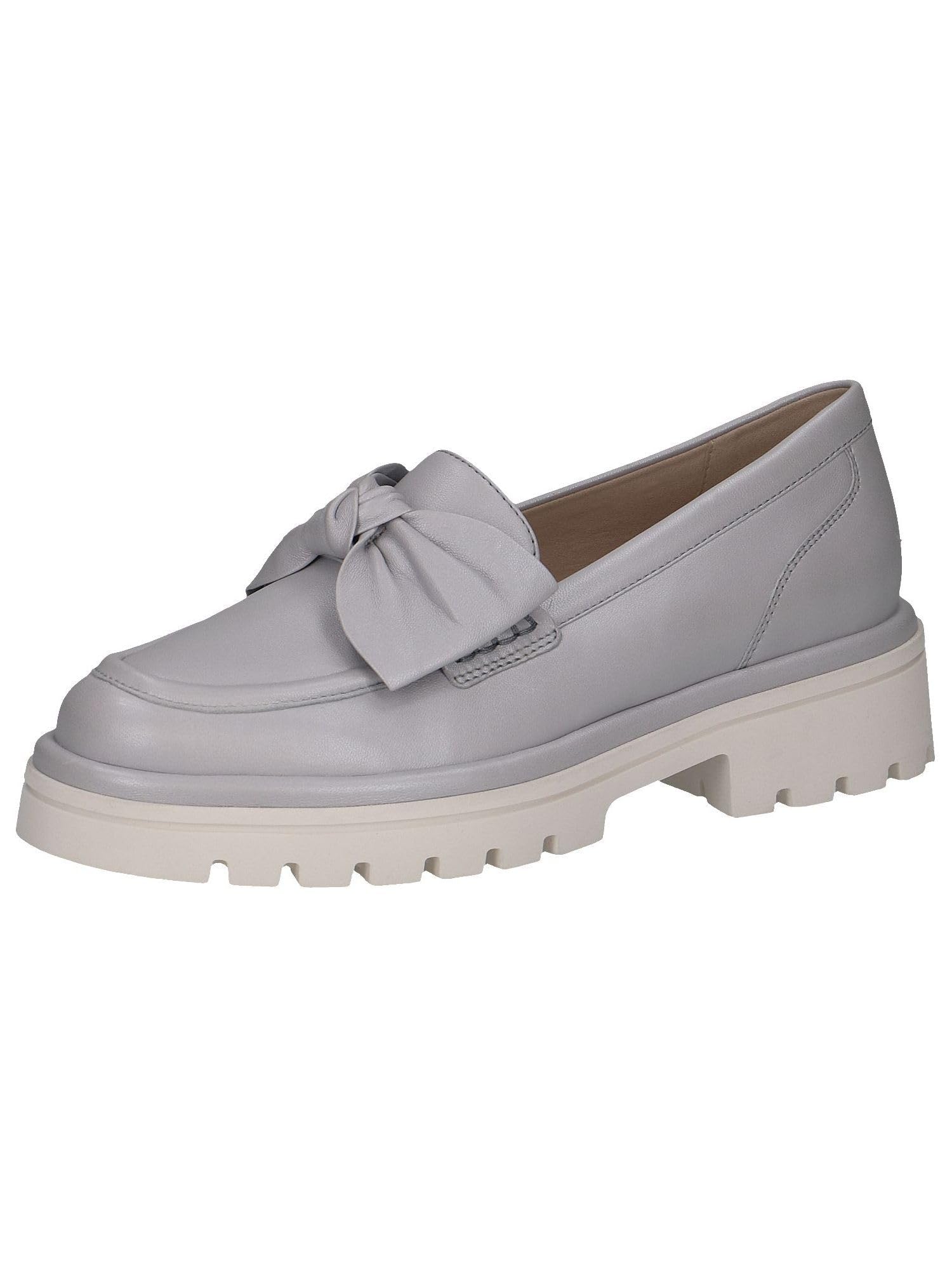 CAPRICE Women's Leather Slip-ons with Bow, Gray (Lt.Blue Perl), 6 UK