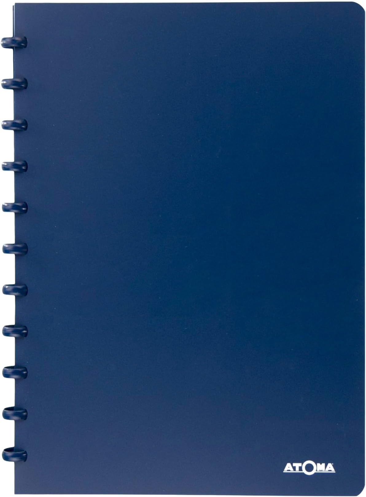 Atoma - A4 Notebook with Rings - 72 Removable Sheets (144 Pages) with Margin - Recyclable Polypropylene Cover (Blue - Squared 5 x 5 mm)