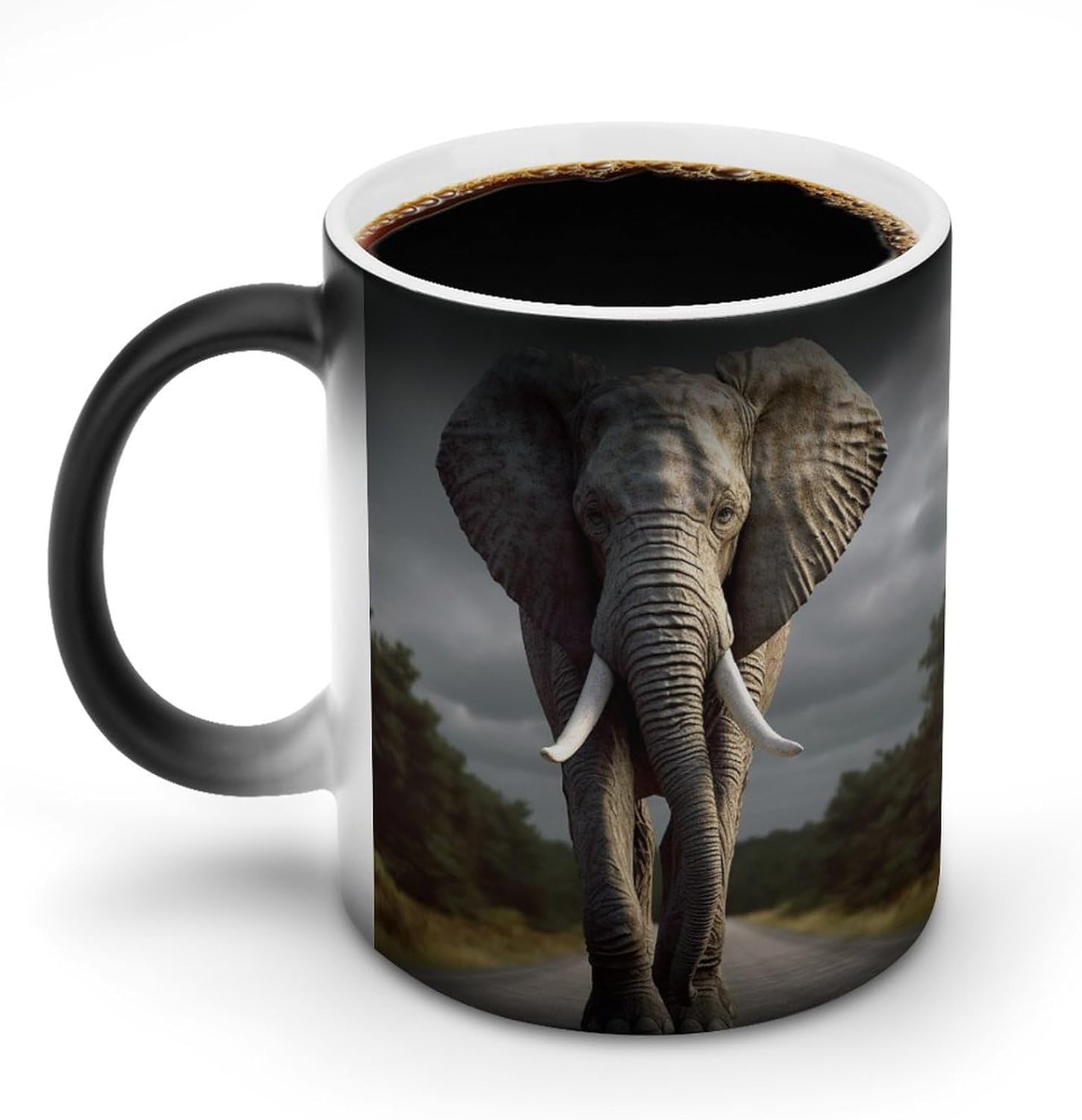 Color Changing Mug 3D Elephant Printed Ceramic Coffee Mug Heat Changing Sensitive Mug Magic Heat Changing Coffee Mug Novelty Coffee Mugs