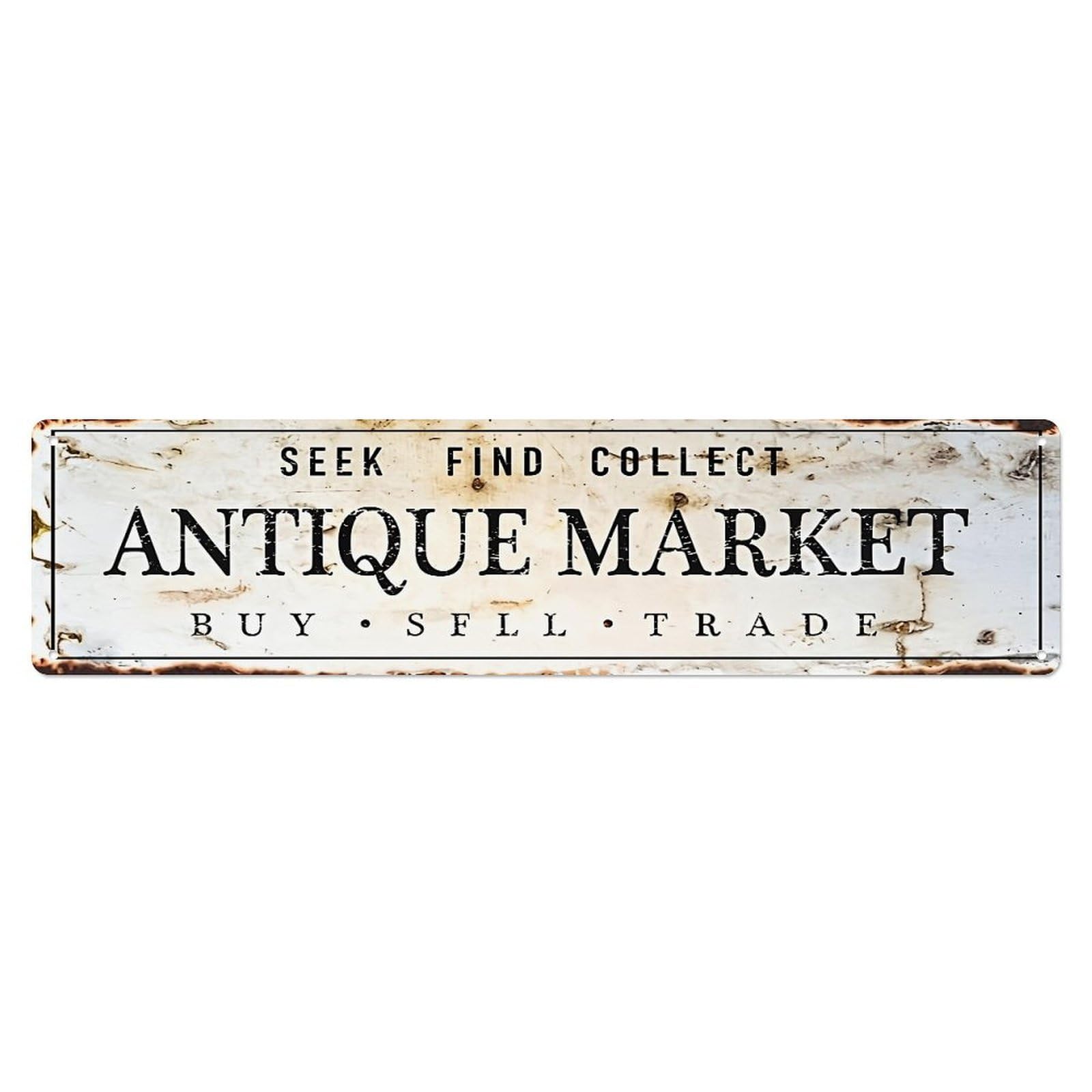 Antique Market Sign Pattern Metal Tin Sign Plaque