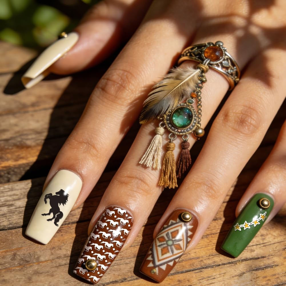 PH PandaHall 3pcs Dreamcatcher Nail Stamping Plates, Horse Nail Art Templates Horseshoe Stainless Steel Manicure Transfer Printing Stencil for DIY Print Manicures Salon Design, 2026 Chinese Zodiac