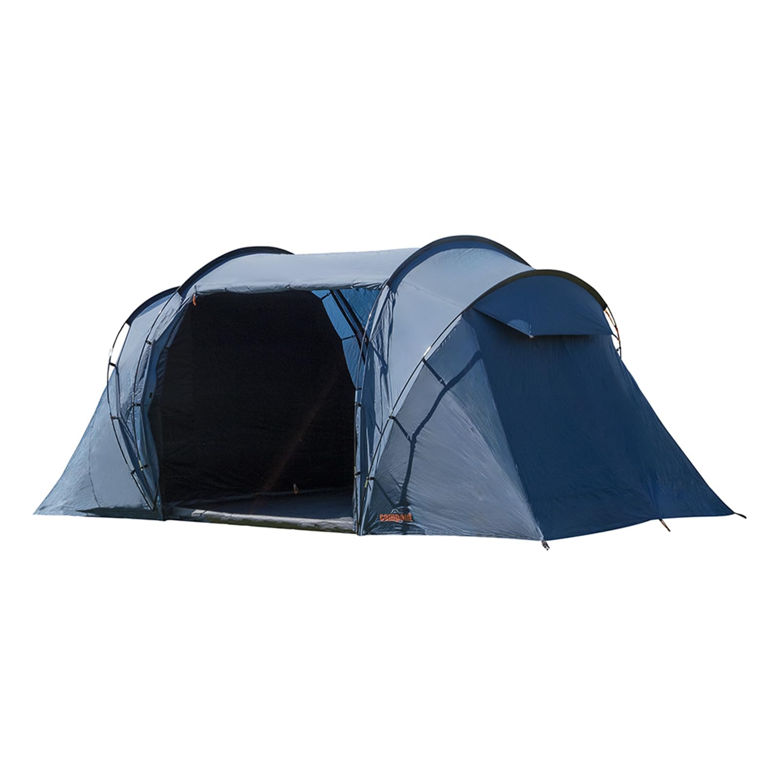 Campout 4-Personen Vis-à-Vis Kuppelzelt – 2 Schlafkabinen – 5000 mm Wassersäule – Wohnbereich – Aufbauzeit 15 Min – inkl. Vordachstangen, Heringen & Tragetasche
