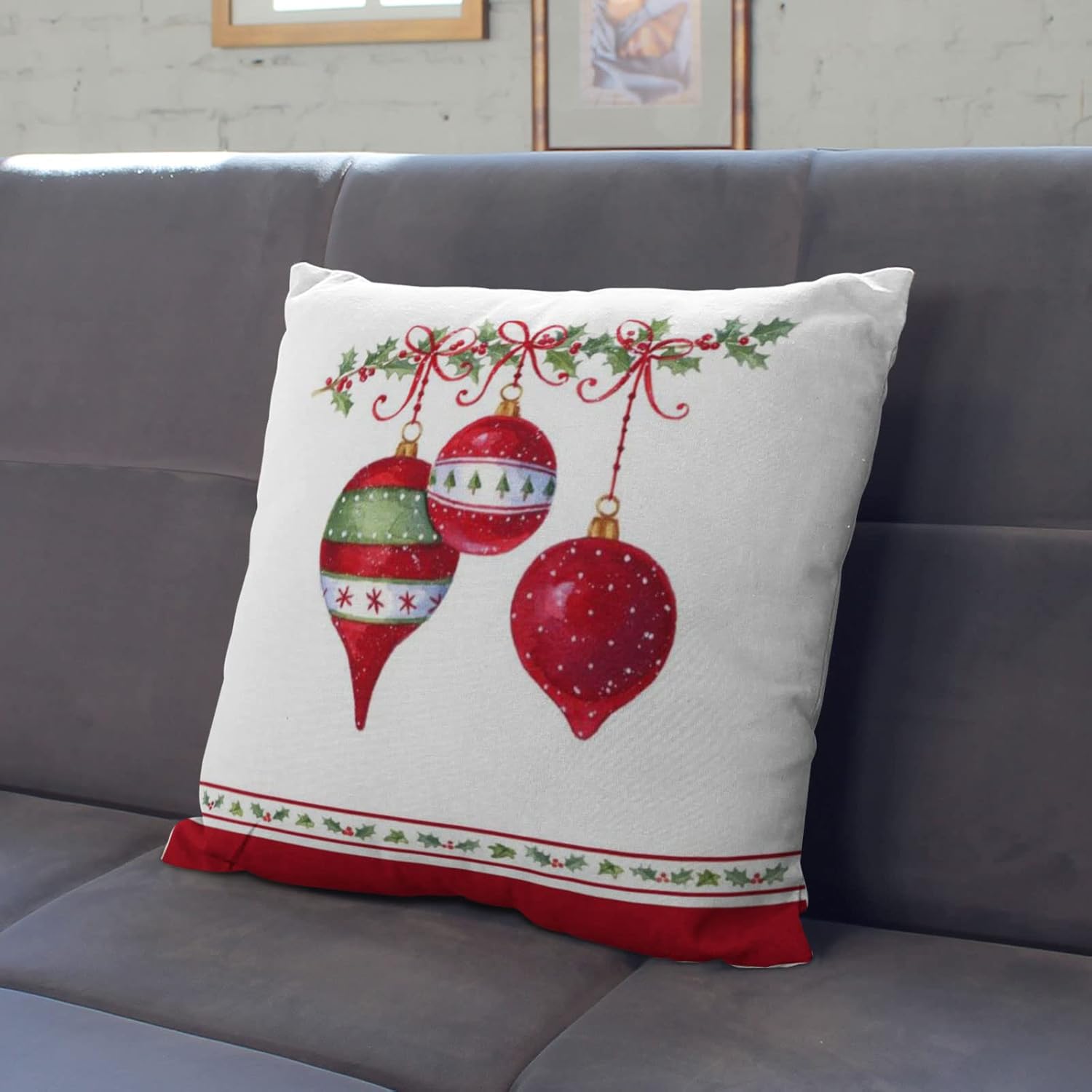 YeeJu Set of 4 Merry Christmas Decorative Throw Pillow Covers Winter Holiday Xmas Velvet Pillow Cases Christmas Trees Socks Cushion Covers Outdoor Sofa and Home Decor Pillow Protectors 22x22 Inch