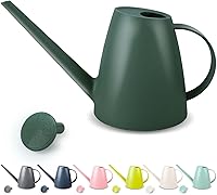 Qilebi 1.8L Small Watering Can with 14" Long Spout & Detachable Nozzle - Indoor Outdoor Plants, Dark Green