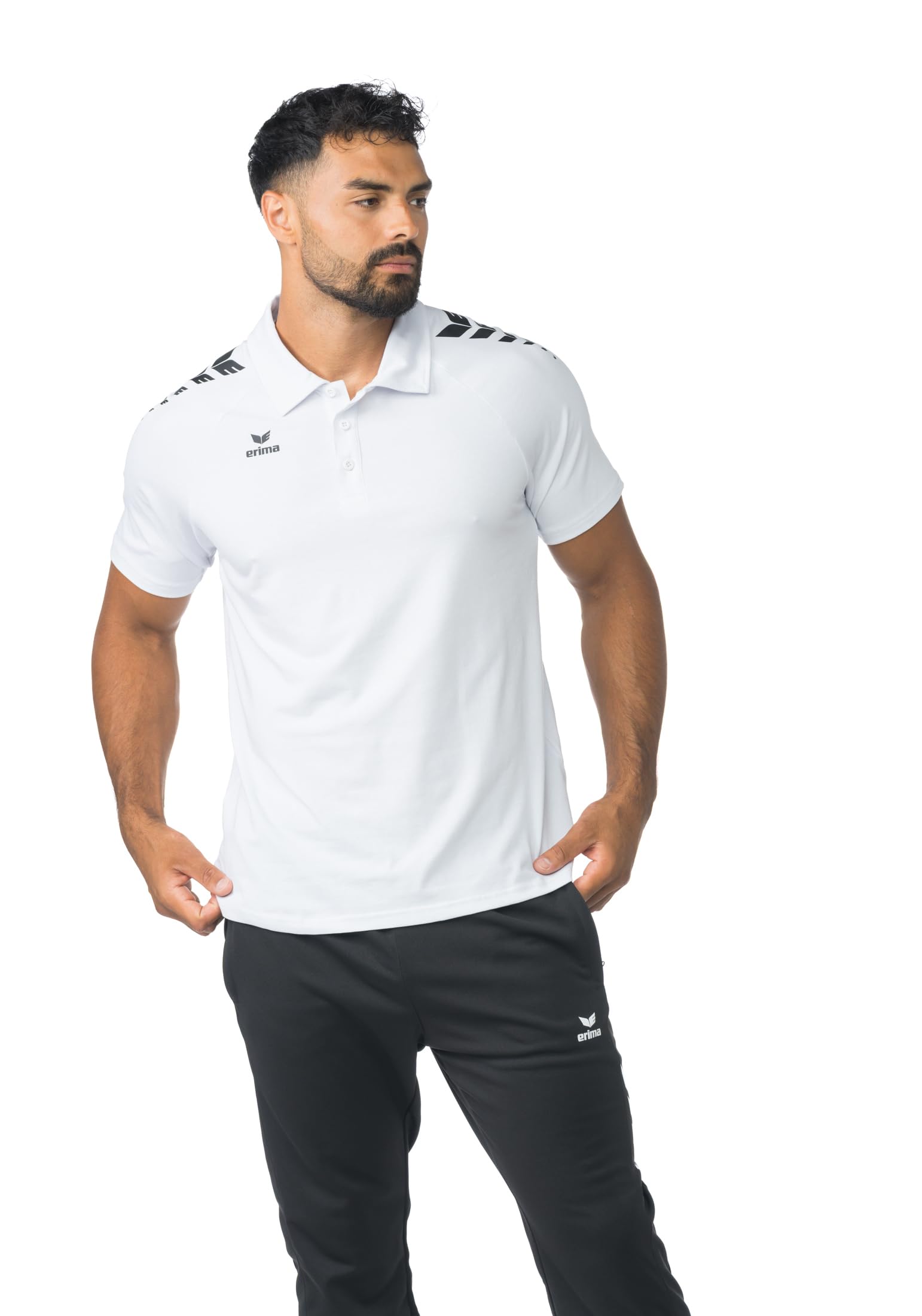 Erima Unisex Cmpt Wings Polo Shirt (2112555) White/Black, XL