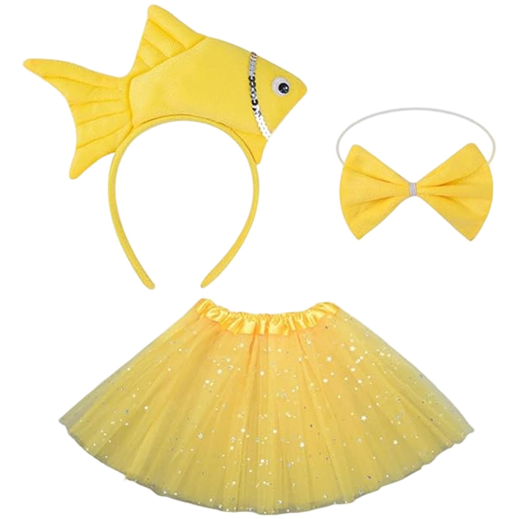 Odoukey Kids Fish Costume, Cute Animal Costume Set with Fish Headband Bow Tie Skirt for Halloween Cosplay Party Dress Up