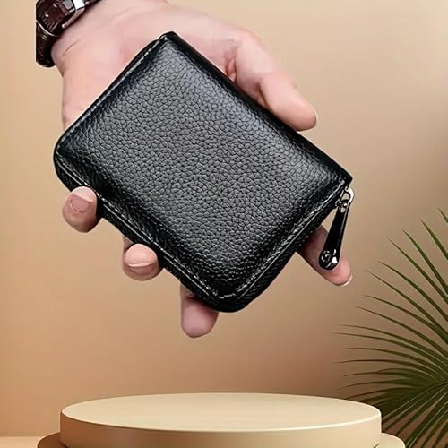 Credit Card Wallet, Credit Card Holder Zipper Wallet, Zipper Coin Purse, Compact Size Gift for Women Men -Black, Black, M, Casual