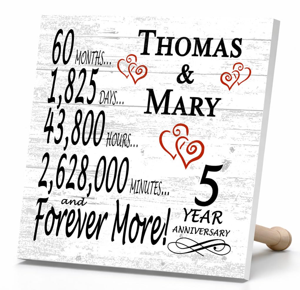 Broad Bay Personalized 5 Year Anniversary Gift Plaque