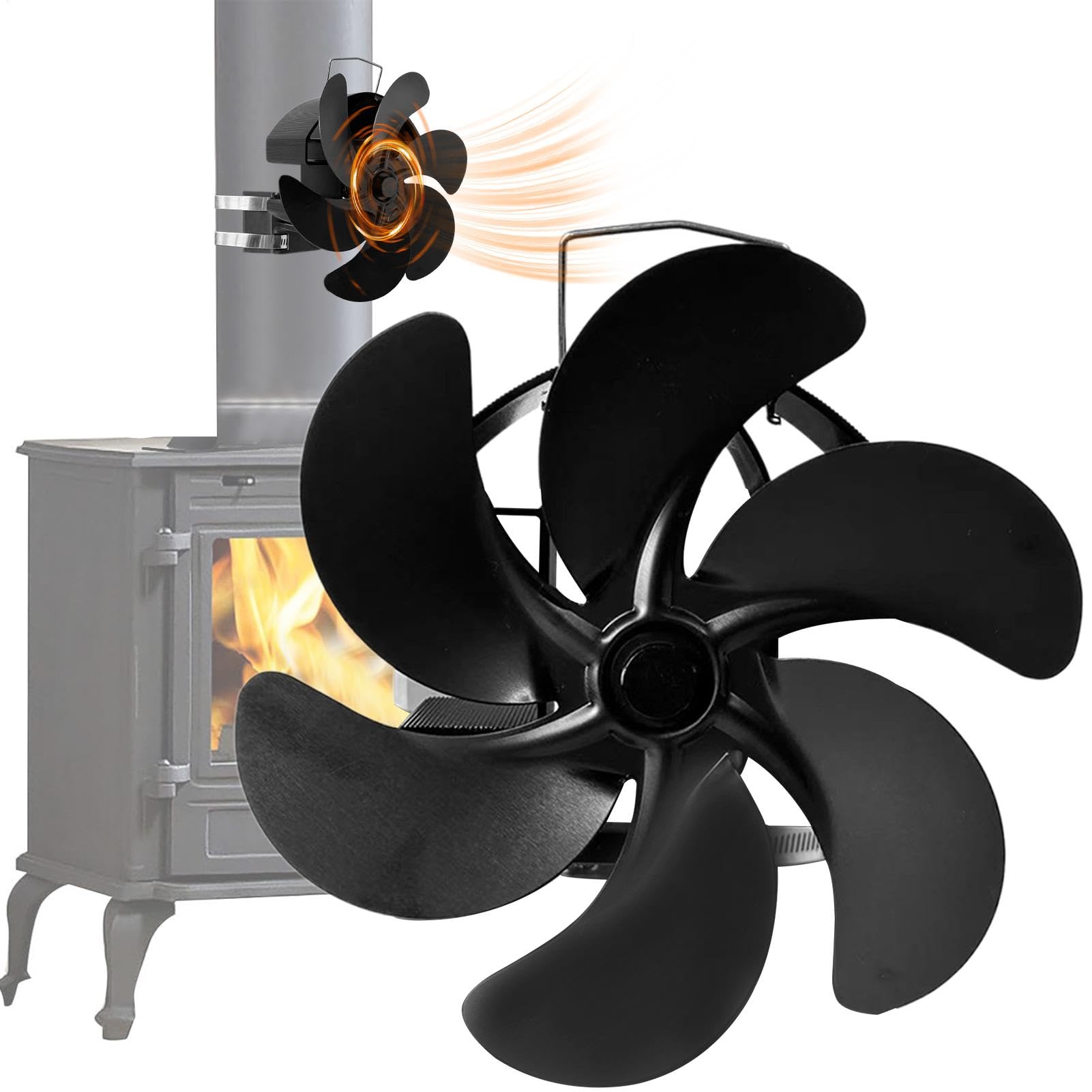 Ventilatore Termico Per Stufa A Legna Ventilatore Termico Silenzioso | Alimentato A Calore Diffusione Aria Calda Per Bruciatori A Legna E Riscaldament