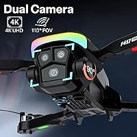 Vista 3 de Dron con control remoto de pantalla de cámara 4K, luz LED RGB FPV Drone Quadcopter para adultos principiantes, modo sin cabeza Posicionamiento