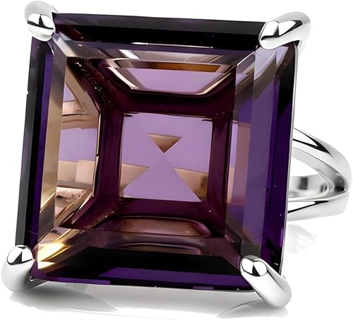 Artisan-made Big Amethyst Ring with 925 Sterling Silver Band - Stunning Amethyst Jewelry for Women - February Birthstone Jewelry for Occasions and
