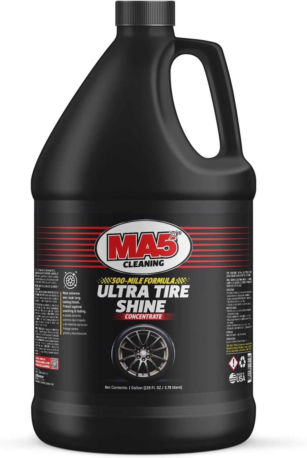 MA5X Ultra Tire Shine | Wet-Look Car Tire Shine Spray & Protectant | Tire Black Finish, No-Sling Formula, Professional Concentrated Shine | Gallon Refill | Pack of 1