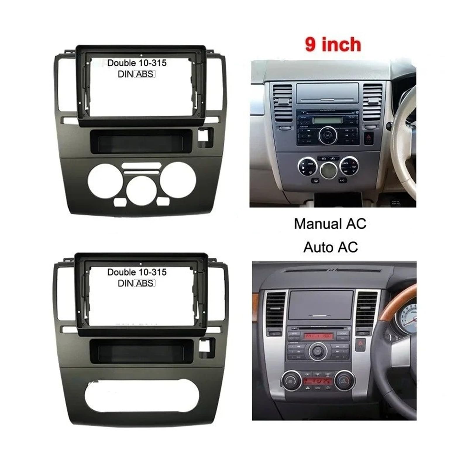 Mascherina Autoradio Cornice Stereo 9 Pollici per Nissan per Tiida per Latio 2005-2010 Autoradio Fasce Lettore Stereo Android 2Din unità Testa Pannello Dash Telaio Trim