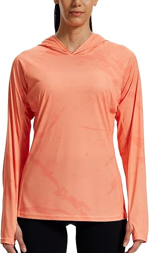 LOOGU Women's UPF 50+ Sun Protection Hoodies Shirts Slim Fit Long Sleeve Lightweight Quick Dry Fishing Hking Outdoor
