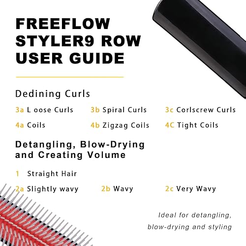 Miniatura 6 de Cepillo de pelo clásico para cabello rizado húmedo o seco. Cepillo negro de 9 filas para desenredar, separar, dar forma