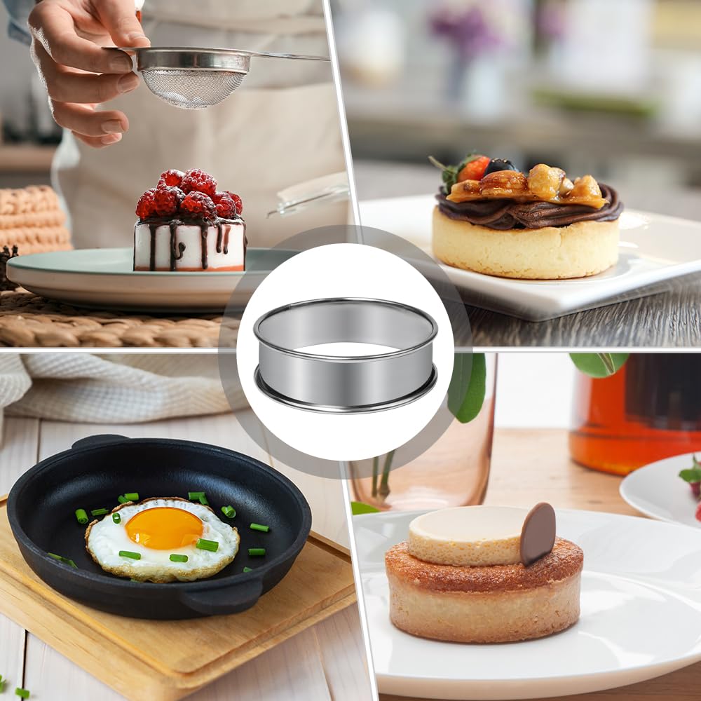10 szt., Ø 8 cm, pierścienie do gotowania, nieprzywierające, okrągłe pierścienie do pieczenia, crumpets, pierścienie do gotowania, stal nierdzewna, podwójnie walcowany, do pieczenia