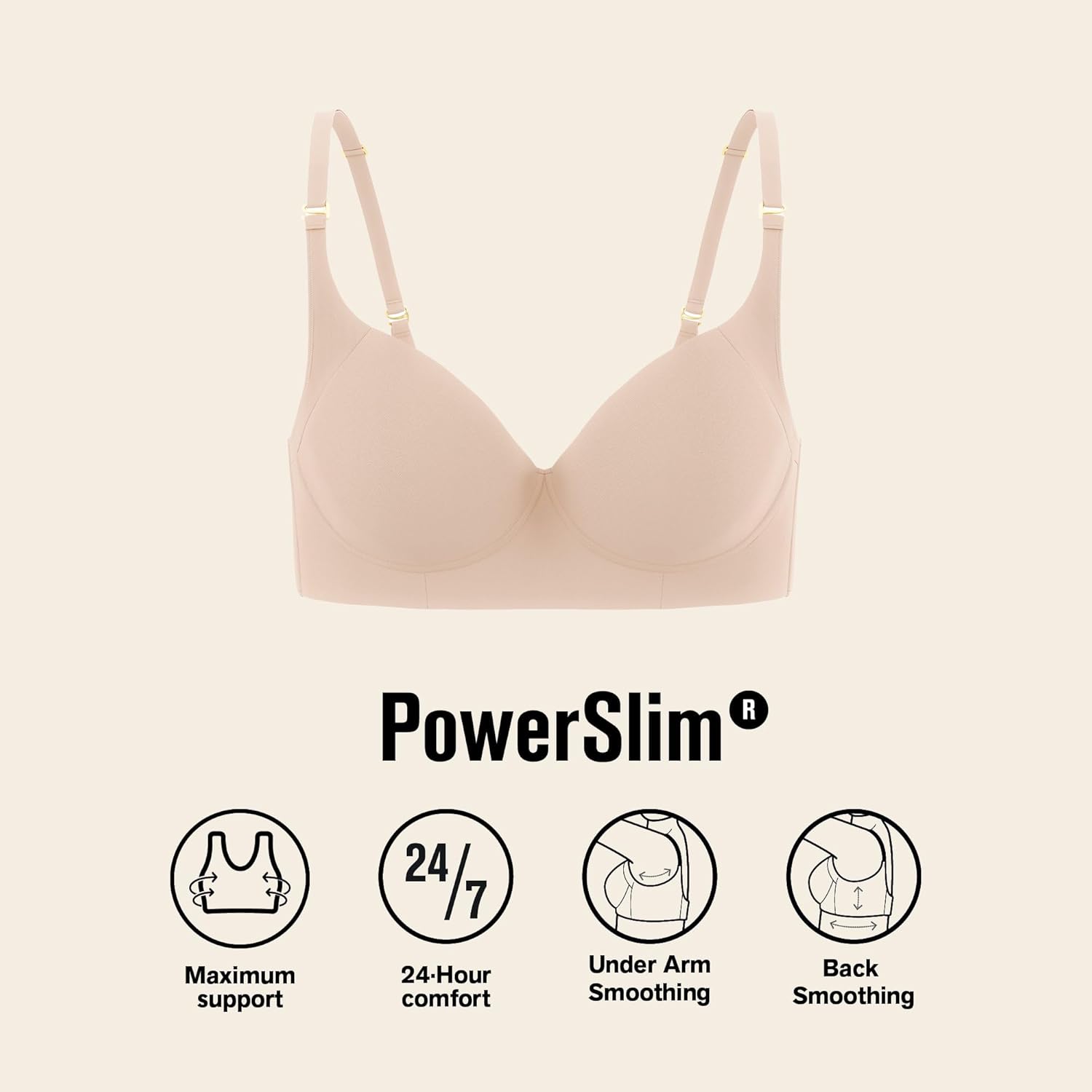 Leonisa High Profile – Back Smoothing Bras for Women, Full Coverage Underwire Bra, Adjustable Hook & Eye Closure