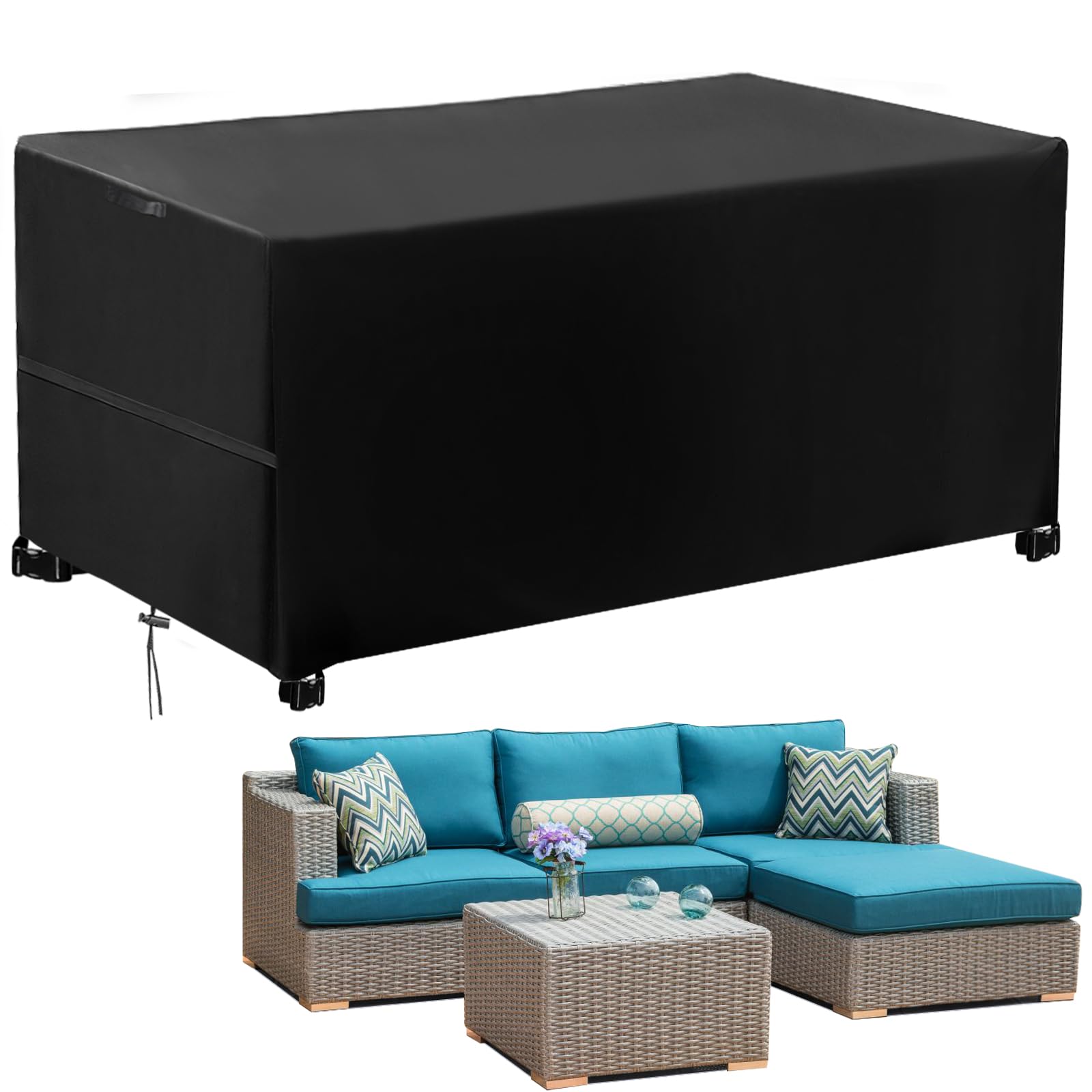 Funda para Mesa de Jardín, 420D Oxford Funda para Muebles de jardín Impermeable,Funda Sofa Jardin Exterior, Anti Viento Anti Uv Para Mesas Sillas Sofás Exterior Funda Protectoras,180x120x74cm