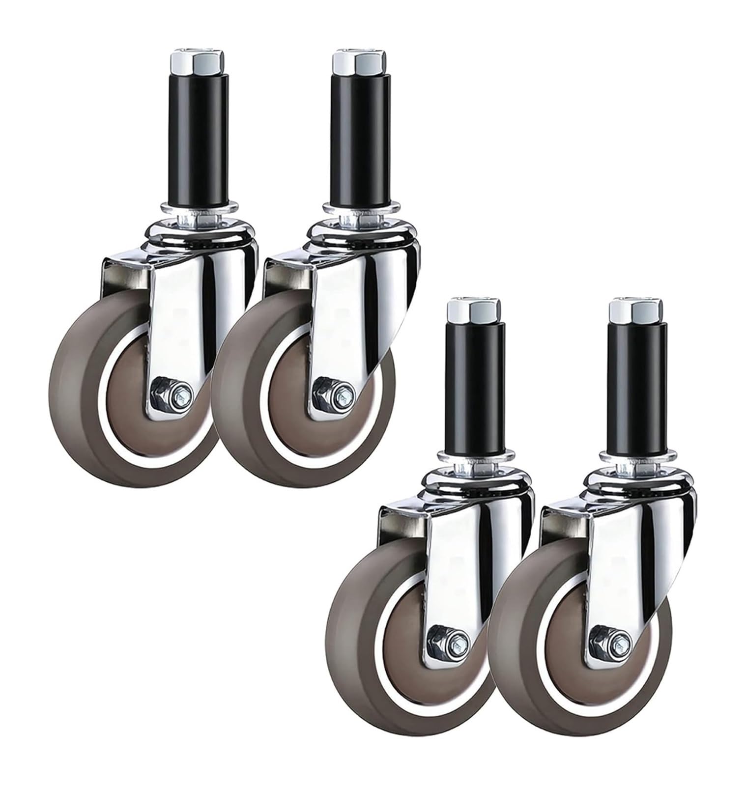 Lenkrollen Möbelrollen 2 Zoll 2,5 Zoll 3 Zoll 4 Zoll Speisewagen-Rollensatz mit 4 Stück, Sockeltyp-Montageschaft TPE-Gummirollen,(Swivel,75mmA)