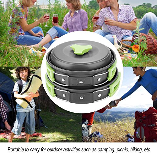 Ustensiles de cuisine de camping noir, set de 8 pièces légères