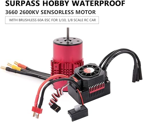 Miniatura 2 de GoolRC Surpass Hobby 3660 Motor sin escobillas y combinación ESC, motor sin escobillas de 2600 KV y ESC 60A para escala 1/10 RC Car Truck Accesorio
