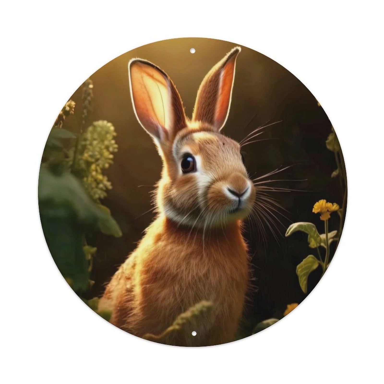 Animal Artwork Rabbit in The Grass Vintage Metal Tin Sign Plaque Wall Decor for Cafe, Club Bar, Office, Garden Metal Poster 8x8Inch