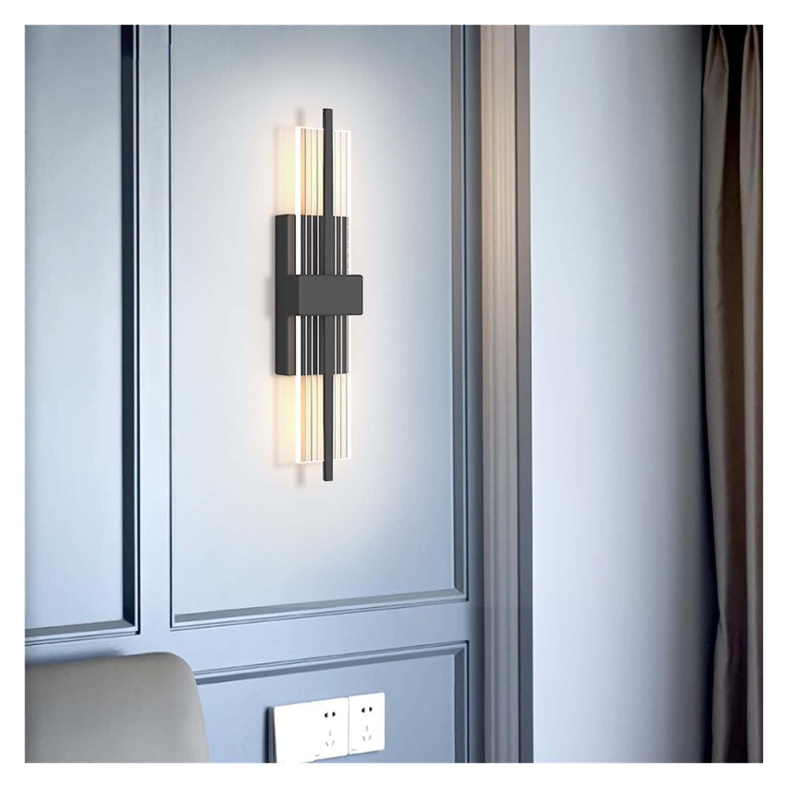 ZTCHSENZT Wall Sconces, Modern Wall Lamp Gold Bedroom Bedside Lamp - Minimalist Living Room Background Wall Aisle Wall Lamp,Black-c-Changeable
