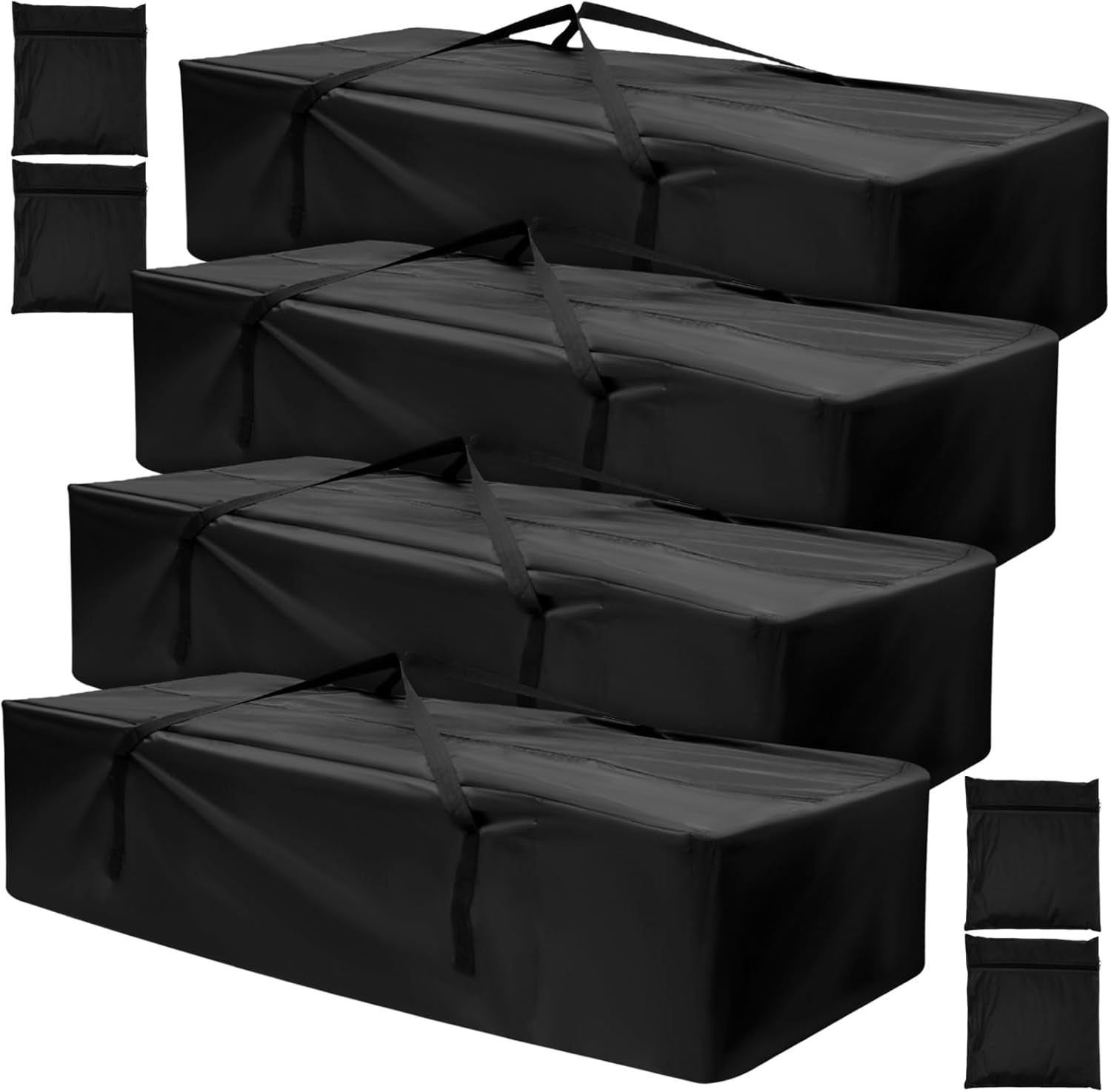 4 Pcs Outdoor Cushion Storage Bag, 210D Oxford Cloth Garden Cushion Holder Bag with Handle and Zipper, Waterproof Furniture Storage Bag, Patio Cushion Cover Bag for Furniture Cushion 68 × 30 × 20 IN