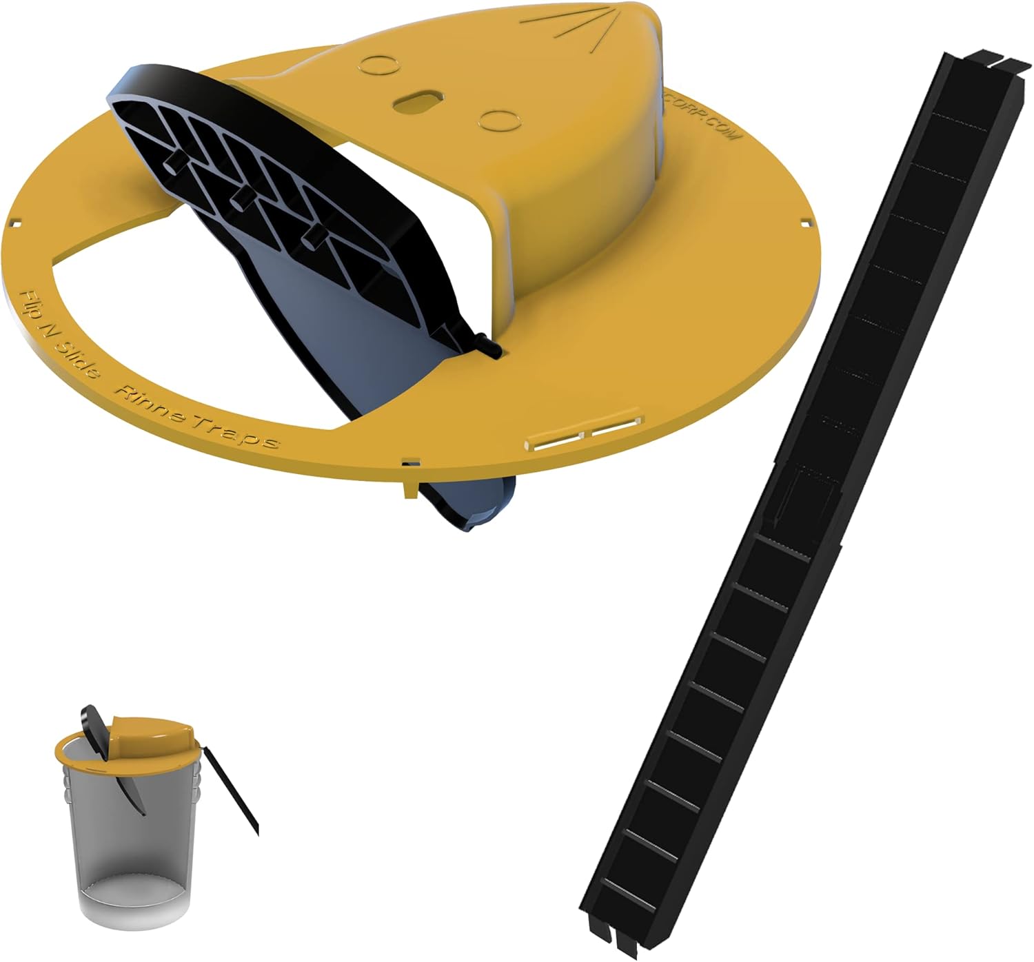 RinneTraps - Flip N Slide Bucket Lid Mouse Trap |Humane or Lethal| |Trap Door Style| |Multi Catch |Auto Reset| |Indoor Outdoor| |No See Kill| |5 Gallon Bucket Compatible| Made in USA (1) : Patio, Lawn & Garden